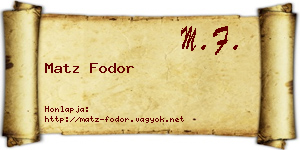 Matz Fodor névjegykártya